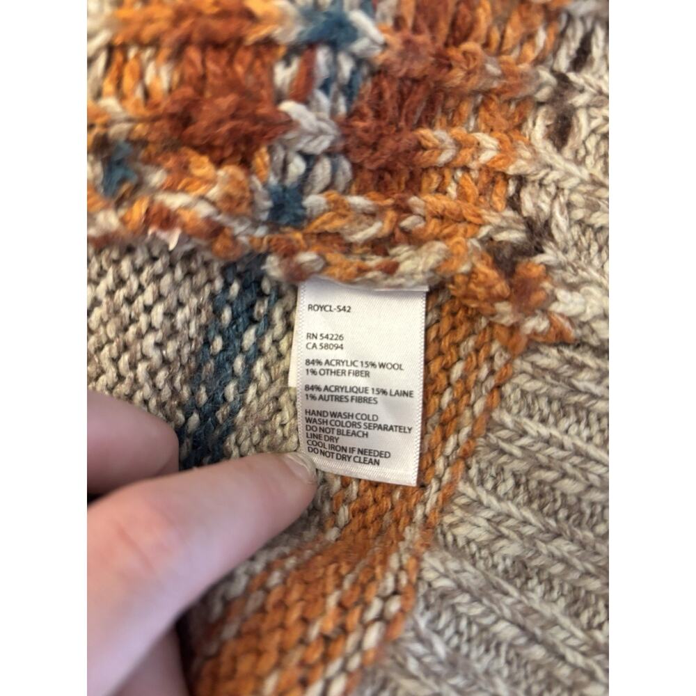 Royal Robbins Boho Aztec Button Up Hoodie Knit Wool Blend Unique Western Size S - Picture 4 of 4
